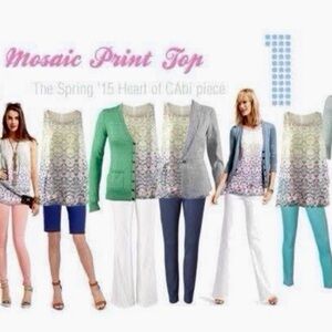 CAbi Mosaic Print Camisole - Pink, Green, Blue